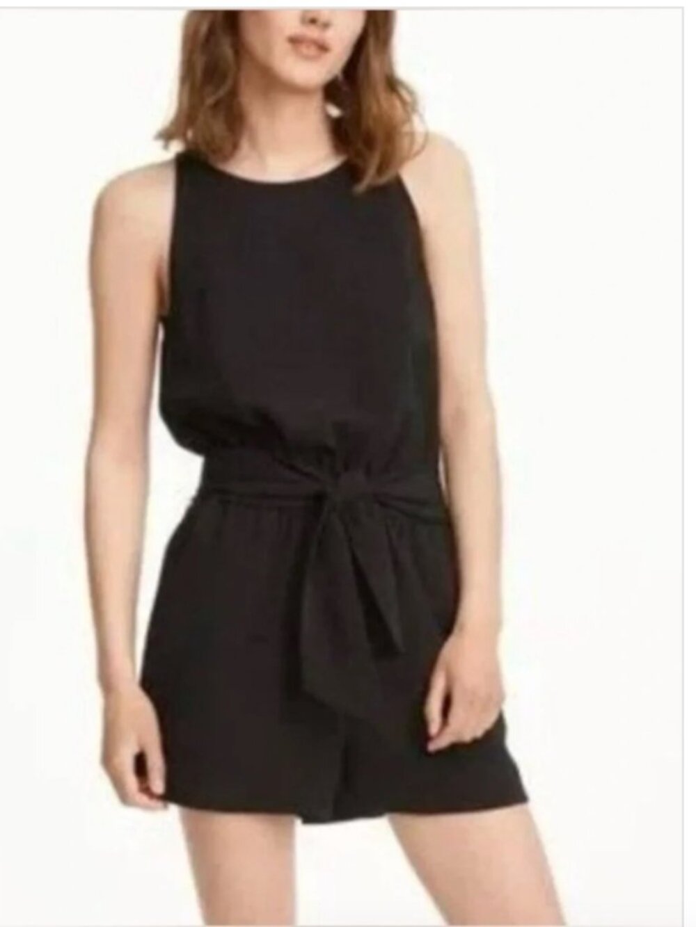 Banana Republic Black Sleeveless Tie Waist Mini Romper 8